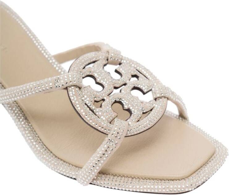 TORY BURCH Rhinestone Slip-On Sandalen Grijs Gray Dames