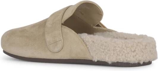 TORY BURCH Shearling Mule Platte Schoenen Beige Dames