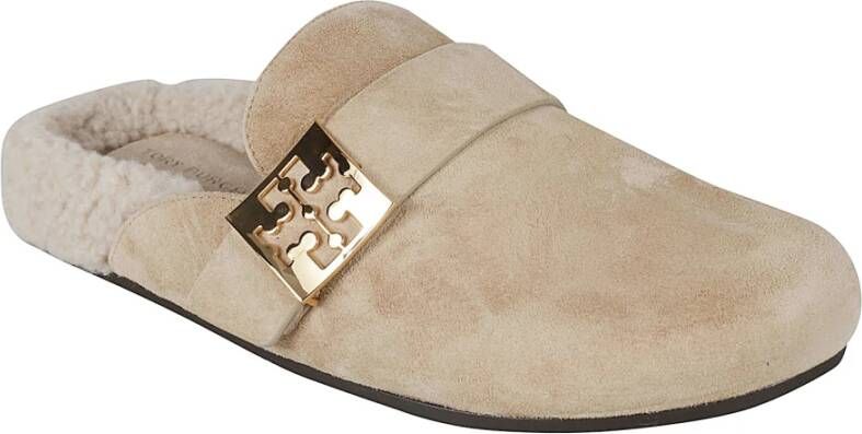 TORY BURCH Shearling Mule Sandalen Beige Dames