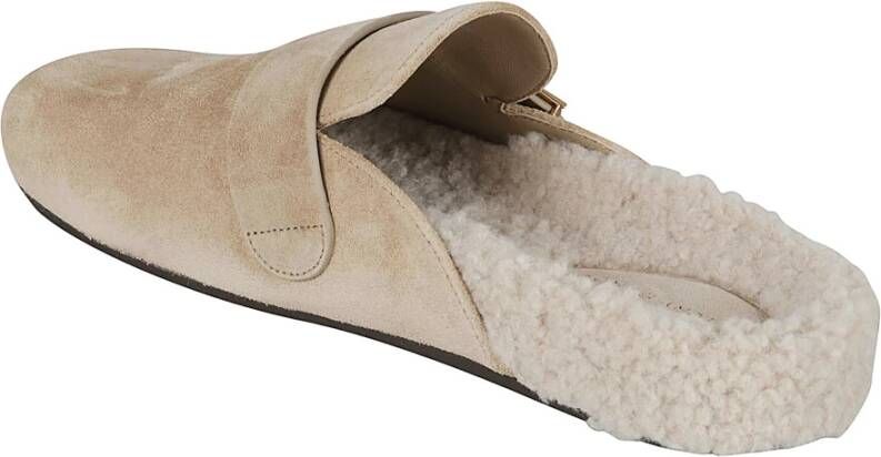 TORY BURCH Shearling Mule Sandalen Beige Dames