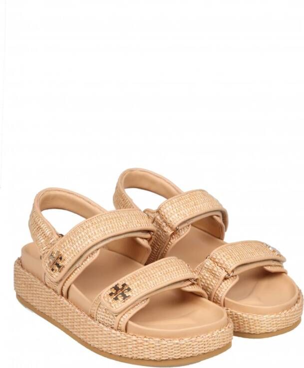 TORY BURCH Sportieve Raffia Sandalen Natuurlijke Kleur Beige Dames