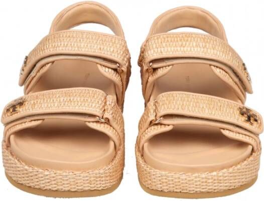 TORY BURCH Sportieve Raffia Sandalen Natuurlijke Kleur Beige Dames