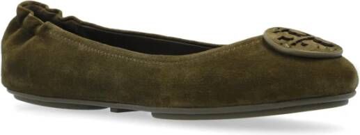 TORY BURCH Suede Ballet Flats Minnie Green Dames