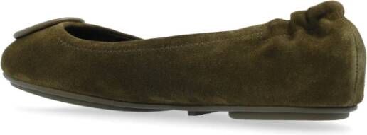 TORY BURCH Suede Ballet Flats Minnie Green Dames