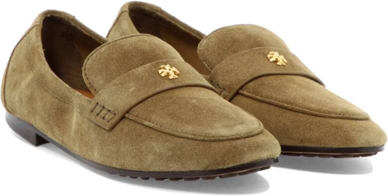 TORY BURCH Suède Leren Ballet Loafers Brown Dames