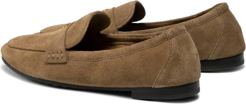 TORY BURCH Suede Loafers voor stijlvolle voeten Brown Dames