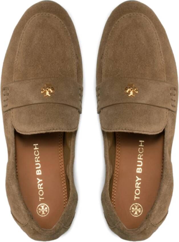 TORY BURCH Suede Loafers voor stijlvolle voeten Brown Dames