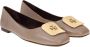 TORY BURCH Taupe Leren Ballerina met Vierkante Neus Gray Dames - Thumbnail 2