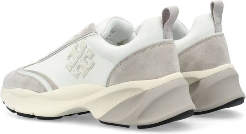 TORY BURCH Witte Leren Sneakers met Fossilsteen White Dames