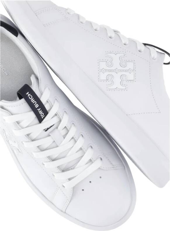 TORY BURCH Witte Leren Sneakers met Logo Wit Dames