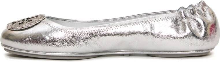 TORY BURCH Zilveren Ballerina Schoenen met Micro Strass Gray Dames