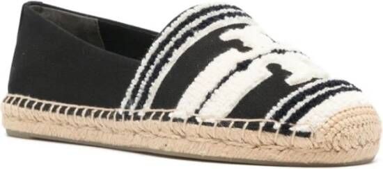 TORY BURCH Zwarte Canvas Double T Platte Schoenen Black Dames