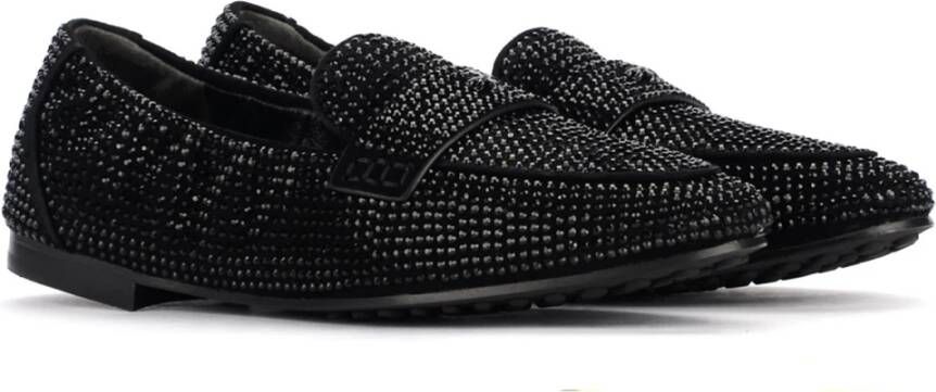 TORY BURCH Zwarte Kristal Suède Loafer Black Dames