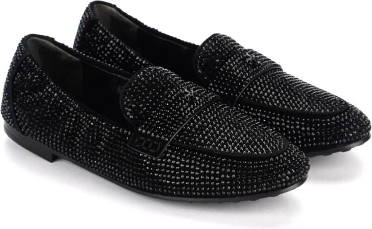 TORY BURCH Zwarte Kristal Suède Loafer Black Dames