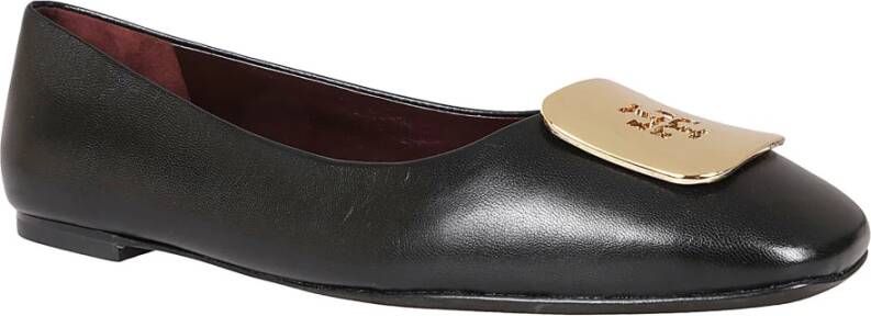 TORY BURCH Zwarte leren balletflats Black Dames