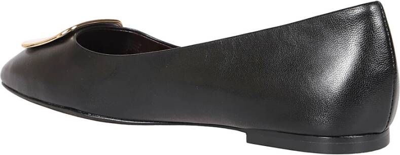 TORY BURCH Zwarte leren balletflats Black Dames