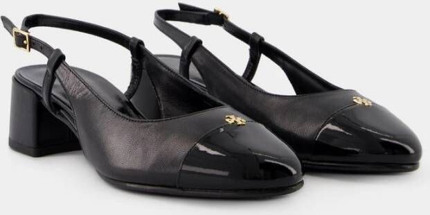 TORY BURCH Zwarte Leren Cap Toe Sandalen Black Dames