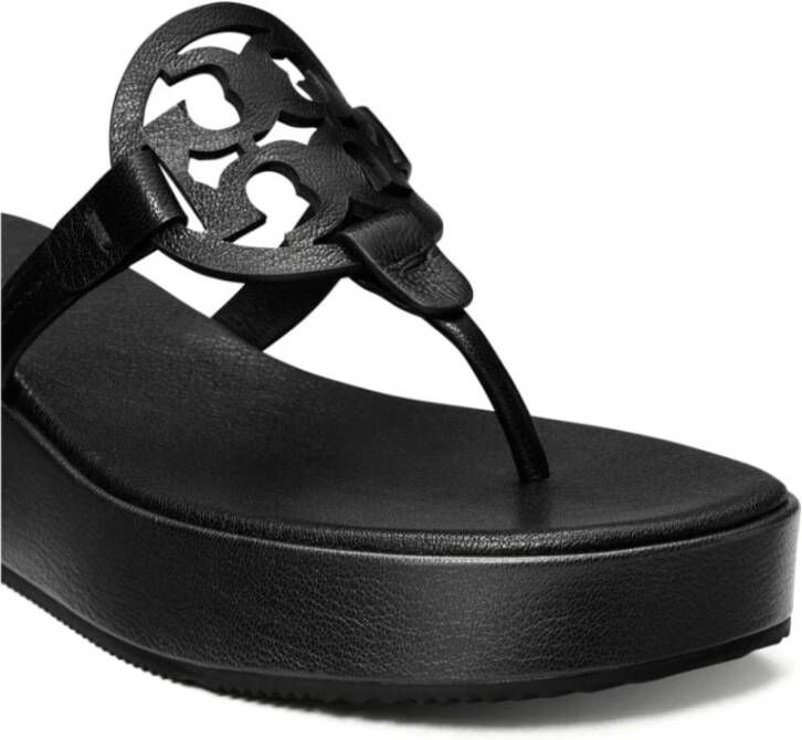 TORY BURCH Zwarte Leren Double T Sandalen Black Dames