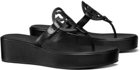 TORY BURCH Zwarte Leren Double T Sandalen Black Dames