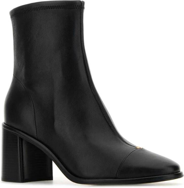 TORY BURCH Zwarte leren enkellaarsjes 7cm hak Black Dames