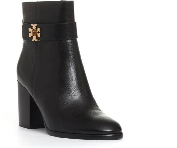 TORY BURCH Zwarte leren enkellaarzen Elegante stijl Black Dames