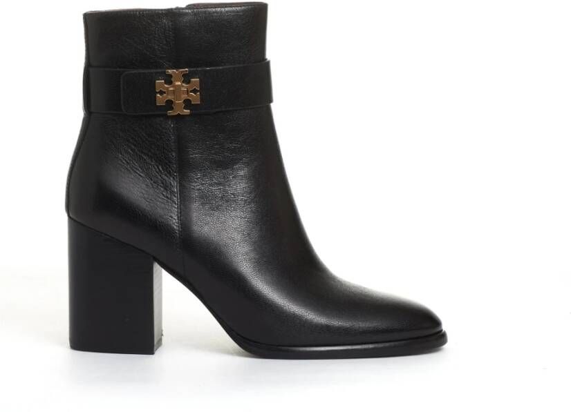 TORY BURCH Zwarte leren enkellaarzen Elegante stijl Black Dames