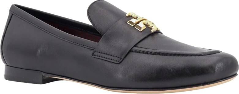 TORY BURCH Zwarte Leren Loafer Schoenen met Metalen Logo Black Dames