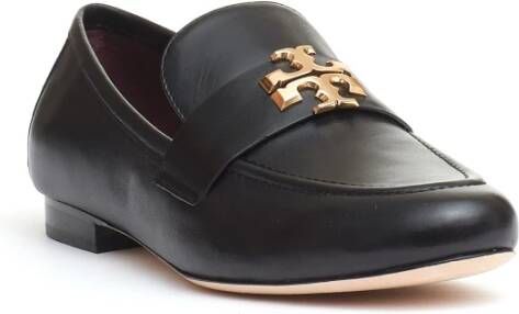 TORY BURCH Zwarte leren mocassin met logo Black Dames