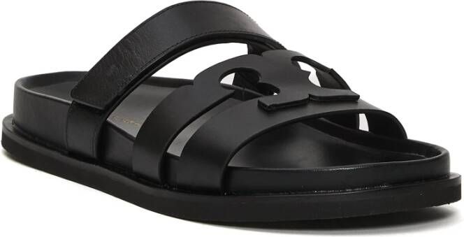 TORY BURCH Zwarte Leren Slide Sandalen Black Dames