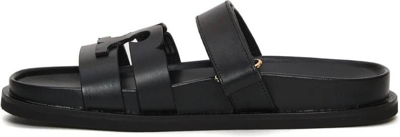 TORY BURCH Zwarte Leren Slide Sandalen Black Dames