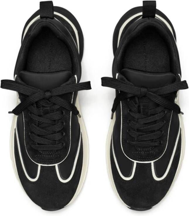 TORY BURCH Zwarte Sneakers Kleurblok Ontwerp Dubbele T Black Dames