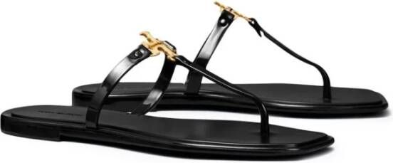 TORY BURCH Zwarte TPU Plate Sandalen met Messing Logo Black Dames