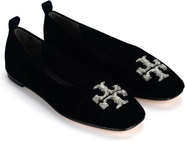 TORY BURCH Zwarte Velvet Eleanor Kristal Ballerina Schoenen Black Dames