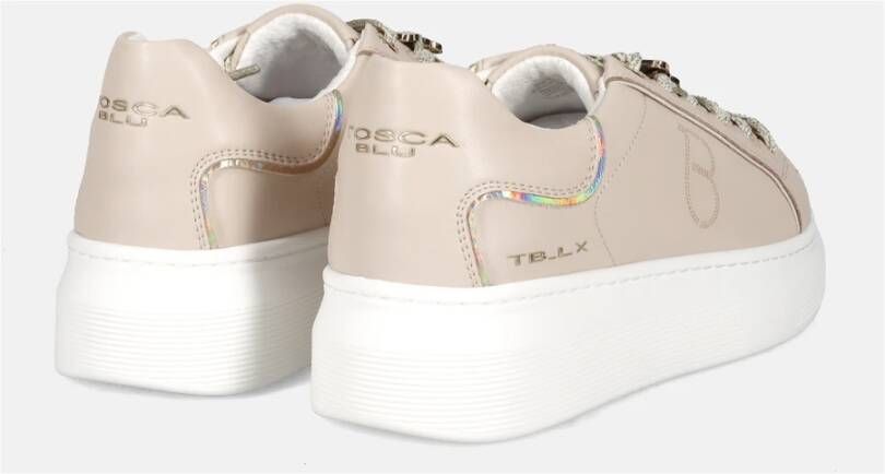 Tosca Blu Beige Leren Sneakers met Vlinderdetail Beige Dames