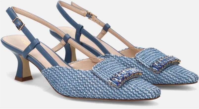 Tosca Blu Blauwe Leren Slingback Hakken Blue Dames