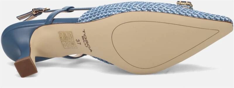 Tosca Blu Blauwe Leren Slingback Hakken Blue Dames