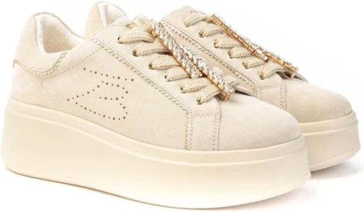 Tosca Blu Lily Sneaker met Strass Accessoire Beige Dames