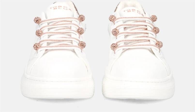 Tosca Blu Witte leren sneakers met glitter White Dames