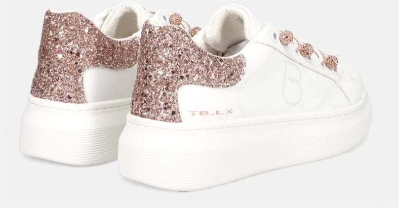 Tosca Blu Witte leren sneakers met glitter White Dames