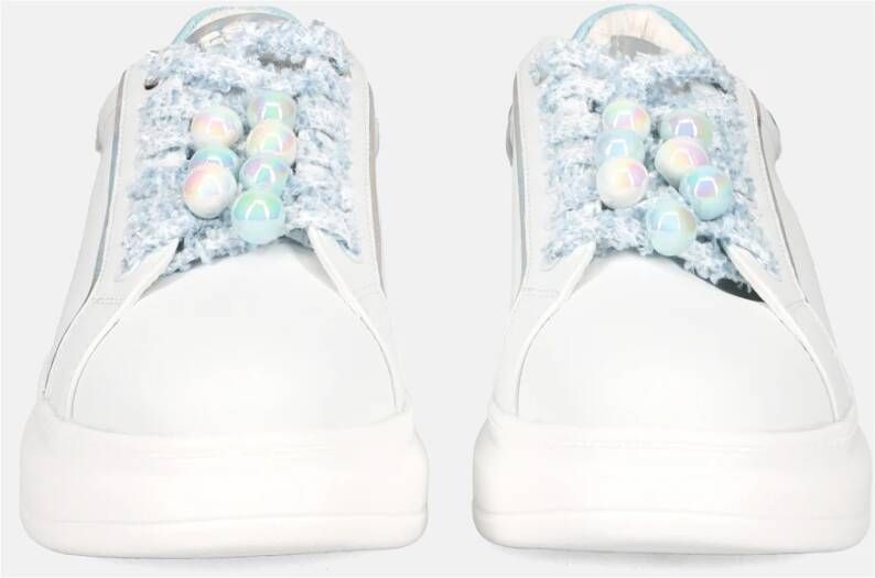 Tosca Blu Witte leren sneakers met veelkleurige ballen White Dames