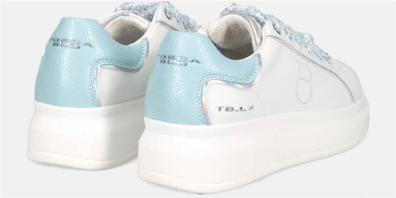 Tosca Blu Witte leren sneakers met veelkleurige ballen White Dames