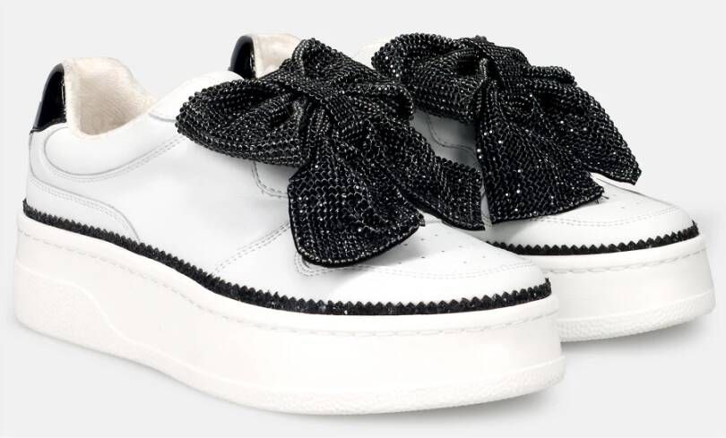 Tosca Blu Witte Slip-On Sneakers met Strass Boog White Dames