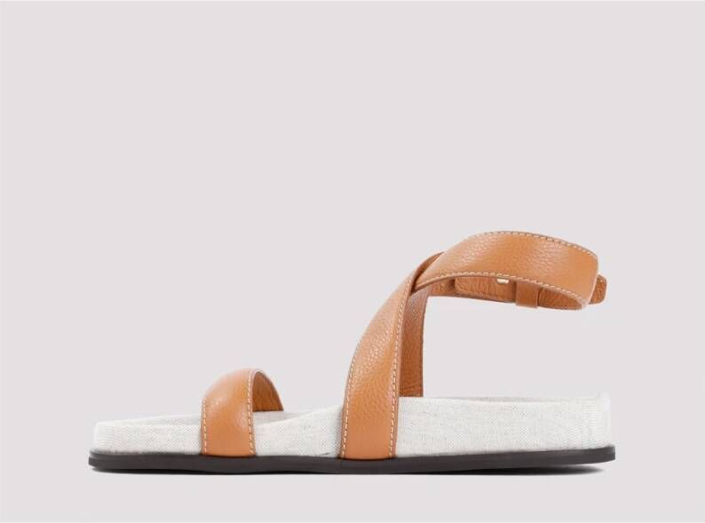 TotêMe Bruine Leren Chunky Sandalen Brown Dames