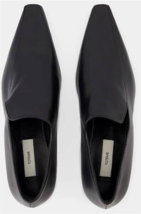 TotêMe Zwarte leren puntige loafers Black Dames