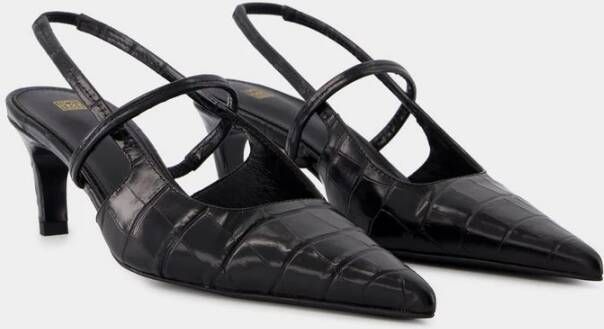 TotêMe Zwarte Leren Slingback Hakken Black Dames