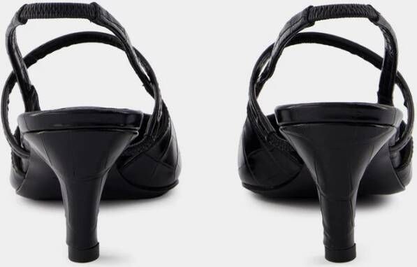 TotêMe Zwarte Leren Slingback Hakken Black Dames