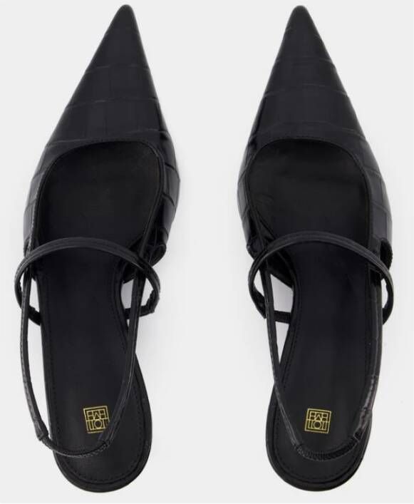 TotêMe Zwarte Leren Slingback Hakken Black Dames