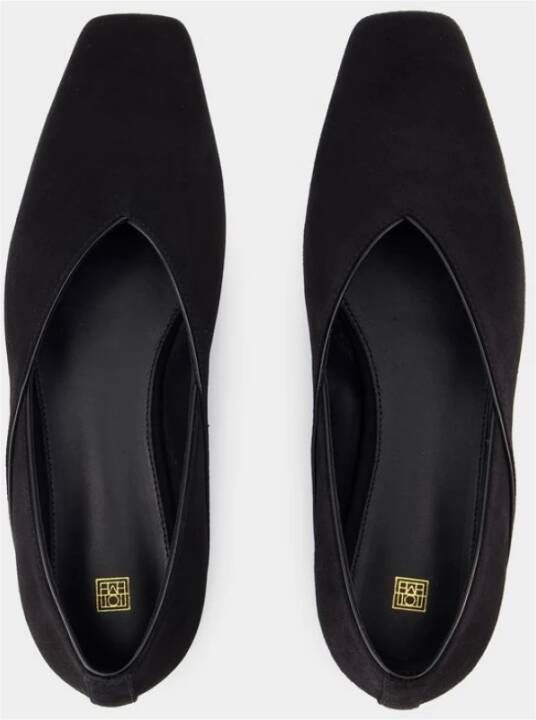 TotêMe Zwarte Suède Ronde Neus Ballerinas Black Dames