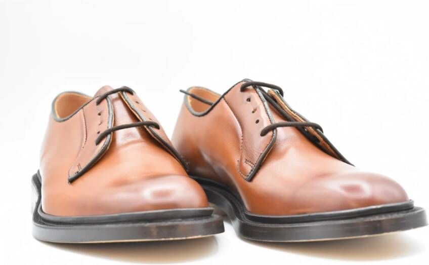 Tricker's Derby Leren Platte Schoenen Beechnut Gebrand Brown Heren