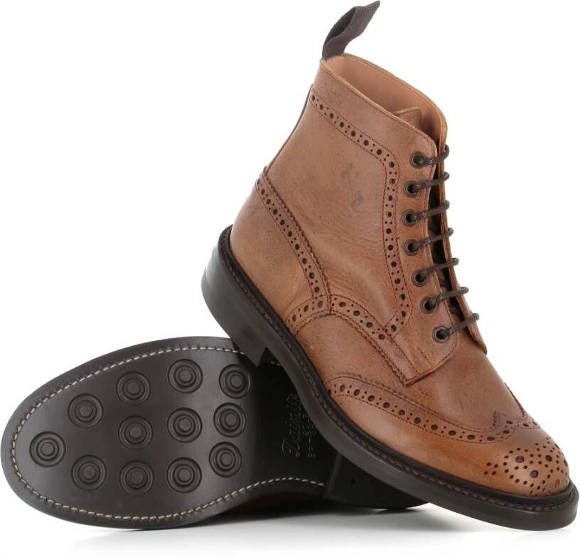 Tricker's Handgemaakte Cognac Brogue Laarzen Brown Heren